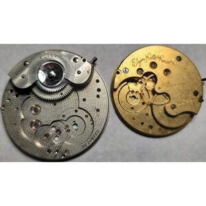 Elgin National + 1 more Pocket Watch Movement Parts or for artsy fartsy project